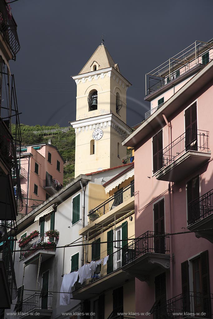 Manarola, Cinque Terre, Blick auf Kirche, Ligurien, Liguria,