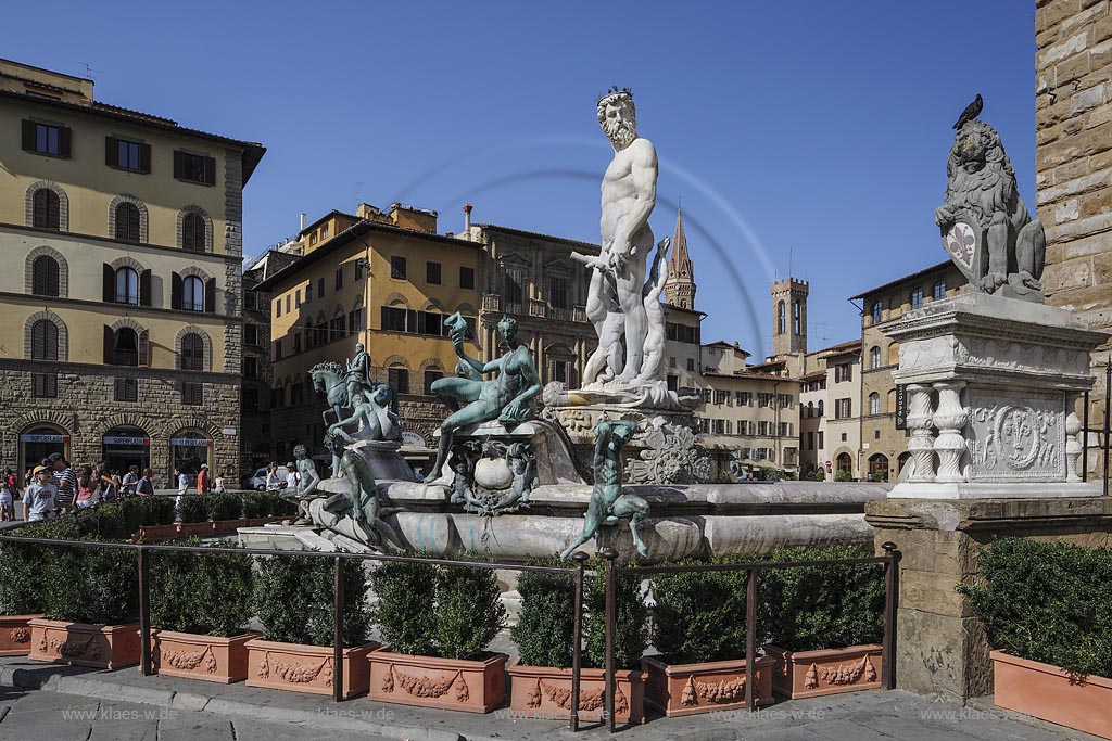 Florenz,  Neptunbrunnen Biancone von Ammannati; Florenz, fountain Neptunbrunnen Biancone by Ammannati.