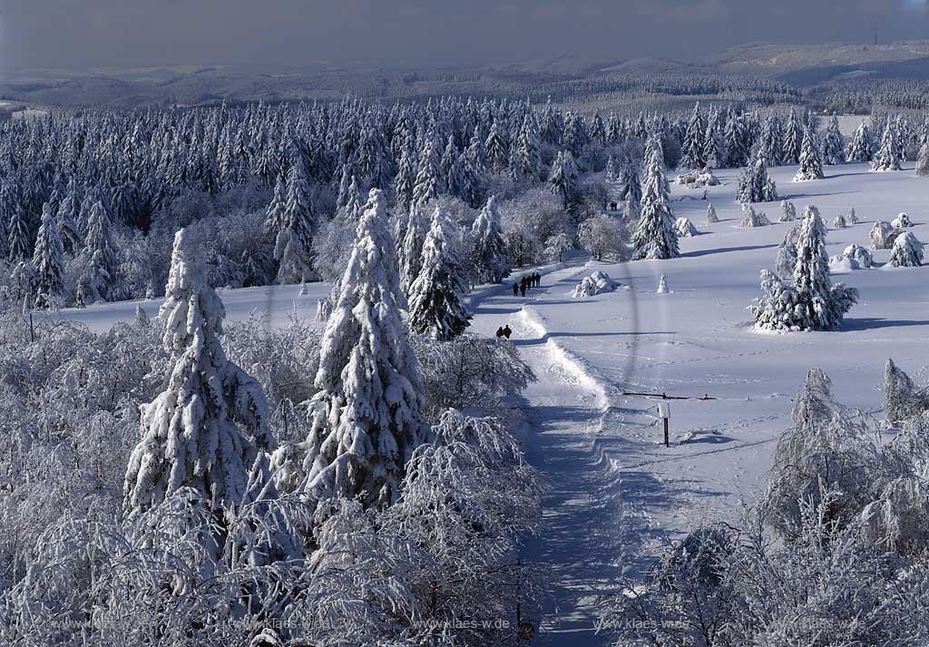 Winterberg, Kahler Asten, Hochsauerlandkreis, Blick vom Aussichtsturm auf Winterlandschaft, Sauerland