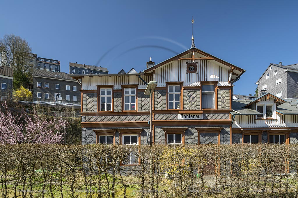 Radevormwald-Dahleraus, denkmalgeschuetztes ehemaliges Bahnhofsgebaeude Bahnhof Dahlerau; Radevormwald-Dahleraus, former railroad station Dahlerau.