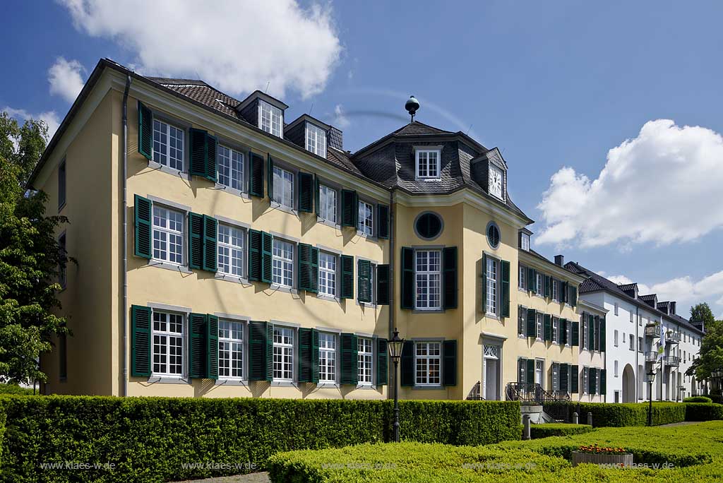 Ratingen, LVR Industriemuseum Ratinger Baumwollspinnerei Cromford des Firmengruenders Johan Gotfried Bruegelmann, Aussenfasade des Herrenhauses Cromford; museum of industry with cotton-spinning mill Cromford by the founder of a company Bruegelmann, facade of the manor house