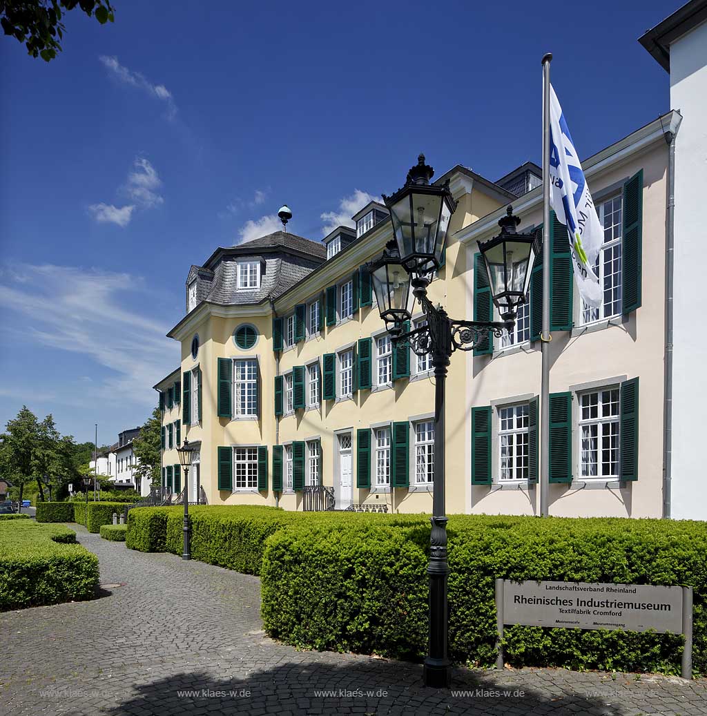 Ratingen, LVR Industriemuseum Ratinger Baumwollspinnerei Cromford des Firmengruenders Johan Gotfried Bruegelmann, Aussenfasade des Herrenhauses Cromford; museum of industry with cotton-spinning mill Cromford by the founder of a company Bruegelmann, facade of the manor house