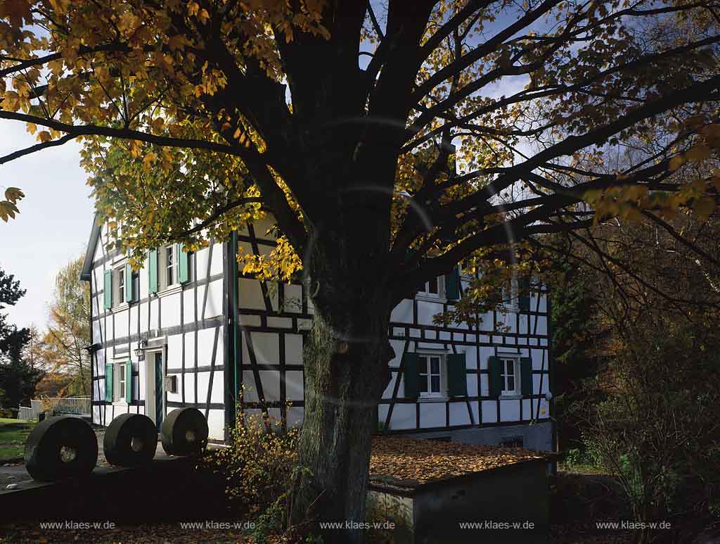 Lennep, Remscheid, Regierungsbezirk Dsseldorf, Blick auf alte Herrmannsmhle, Herrmannsmuehle, Fruchtmhle, Fruchtmuehle im Herbst