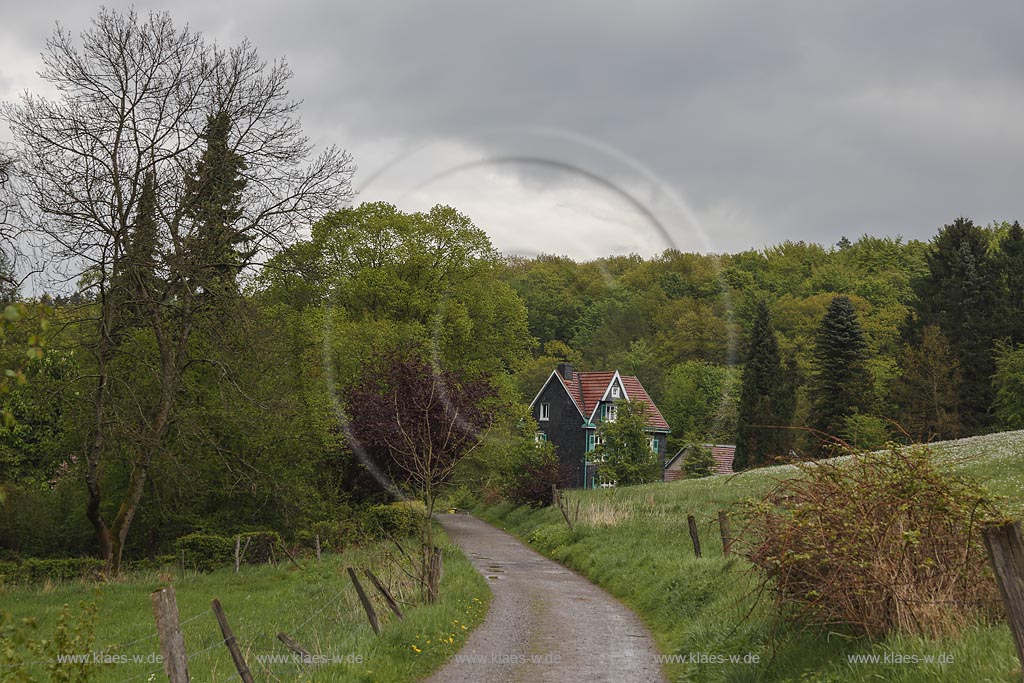 Remscheid Lennep, Hermannsmuehle, Blick in Fruehlingslandschaft; Remscheid Lennep, Hermannsmuehle, view to springtime landscape.