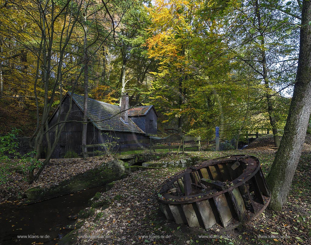 Remscheid-Luettringhausen, historisches Hammerwerk Hilbertshammer, auch Grimmshammer, ist denkmalgeschuetzt; Remscheid-Luettringhausen, historical hammer mill Hilbertshammer, as known as Grimmshammer.