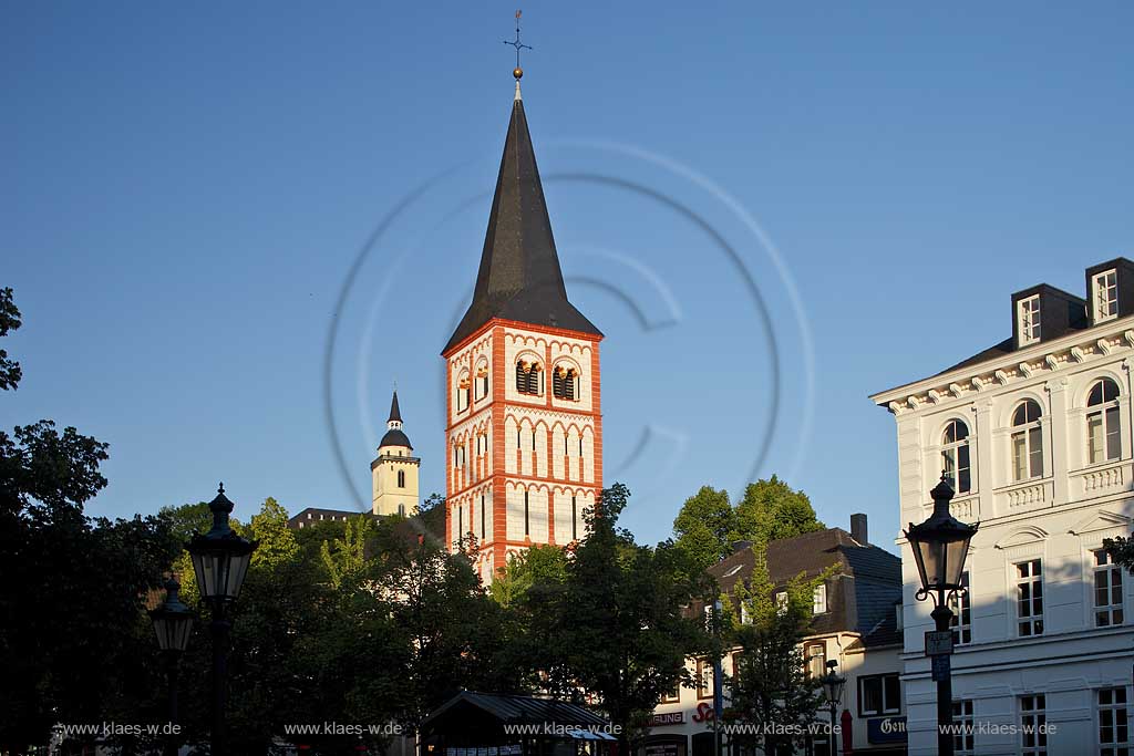 Siegburg, Blick auf St. Servatius Kirche, Kirchturm, View to the St. Servatius church