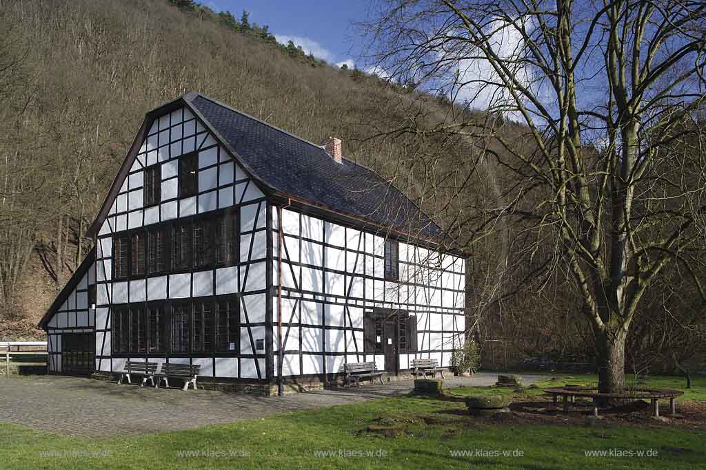 Solingen, Regierungsbezirk Dsseldorf, Blick auf Balkhauser Kotten, Schleifkotten, Fachwerkkotten