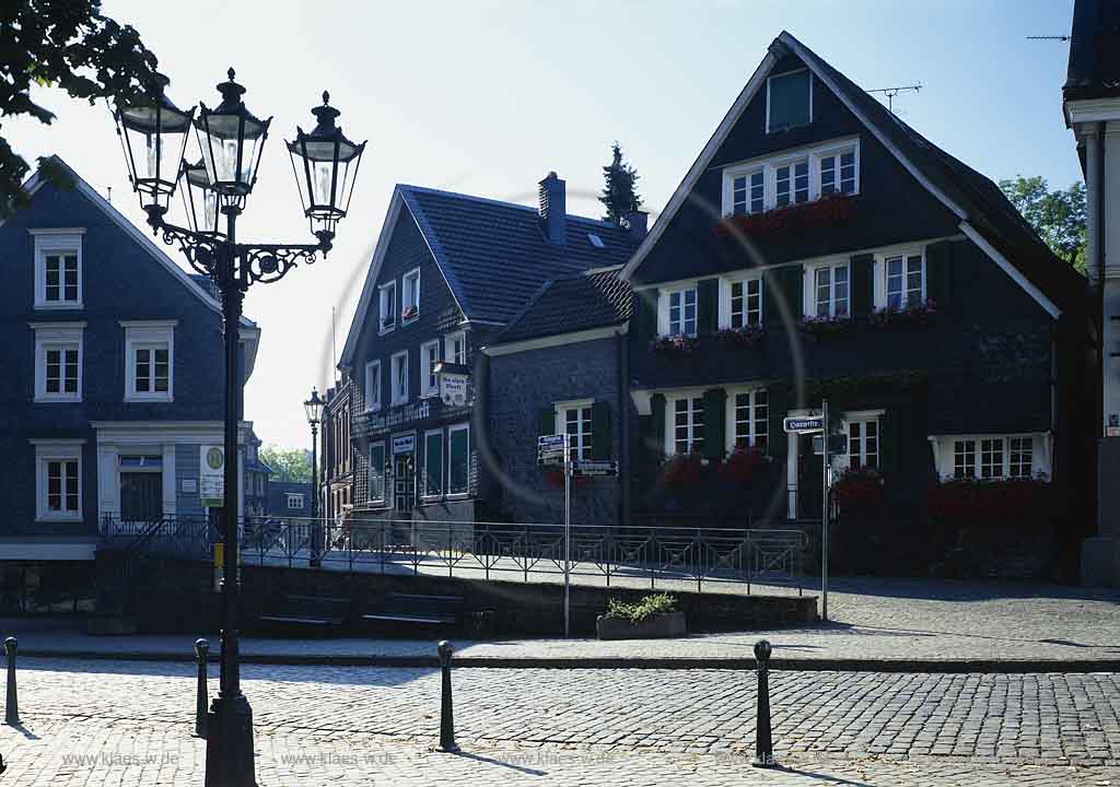 Langenberg, Velbert, Kreis Mettmann, Regierungsbezirk Dsseldorf, Duesseldorf, Blick auf Altstadtwinkel mit Schieferhaeusern, Schieferhusern  