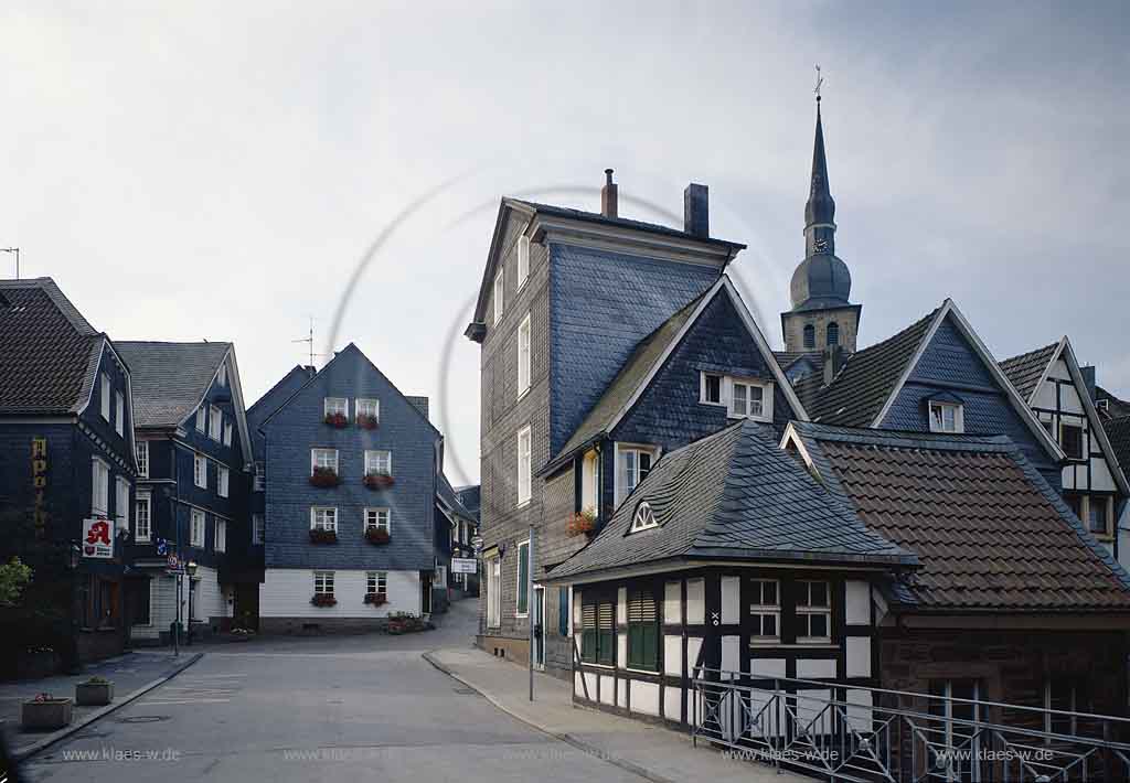 Hopscheiderberg, Langenberg, Velbert, Kreis Mettmann, Blick auf Historischen Stadtkern