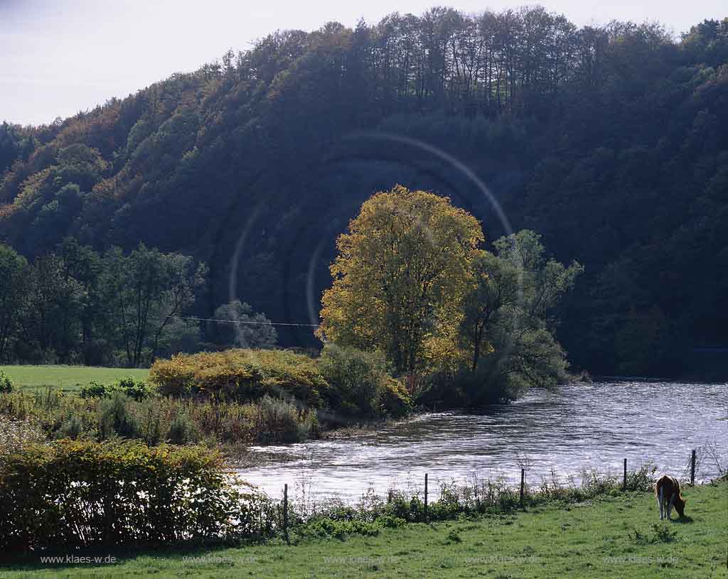 Windeck, Hoppengarten, Rhein-Sieg-Kreis, Regierungsbezirk Kln, Koeln, Blick auf Hoppengarten mit Sieg