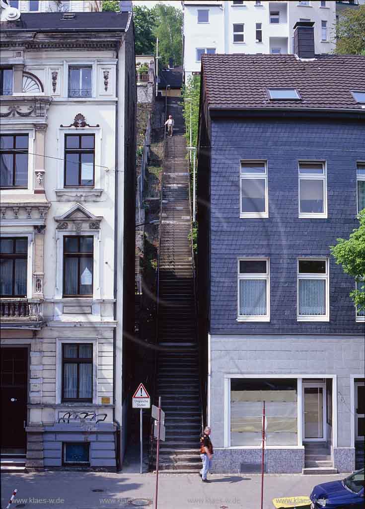 Elberfeld, Wuppertal, Regierungsbezirk Dsseldorf, Duesseldorf, Blick auf die Jakobs Treppe, Jakobstreppe, auch Jakobsleiter, 155 Stufen, Jakob Wilhelm Haarhaus, laengste, lngste Treppe Wuppertals