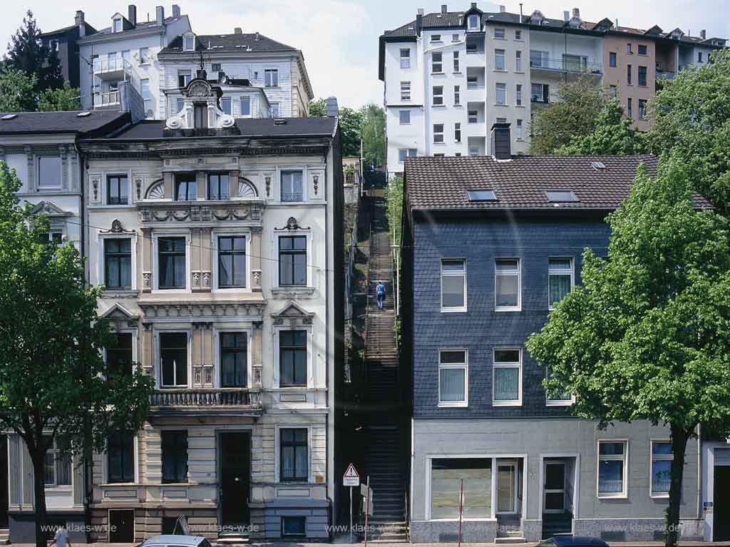 Elberfeld, Wuppertal, Regierungsbezirk Dsseldorf, Duesseldorf, Blick auf die Jakobs Treppe, Jakobstreppe, auch Jakobsleiter, 155 Stufen, Jakob Wilhelm Haarhaus, laengste, lngste Treppe Wuppertals