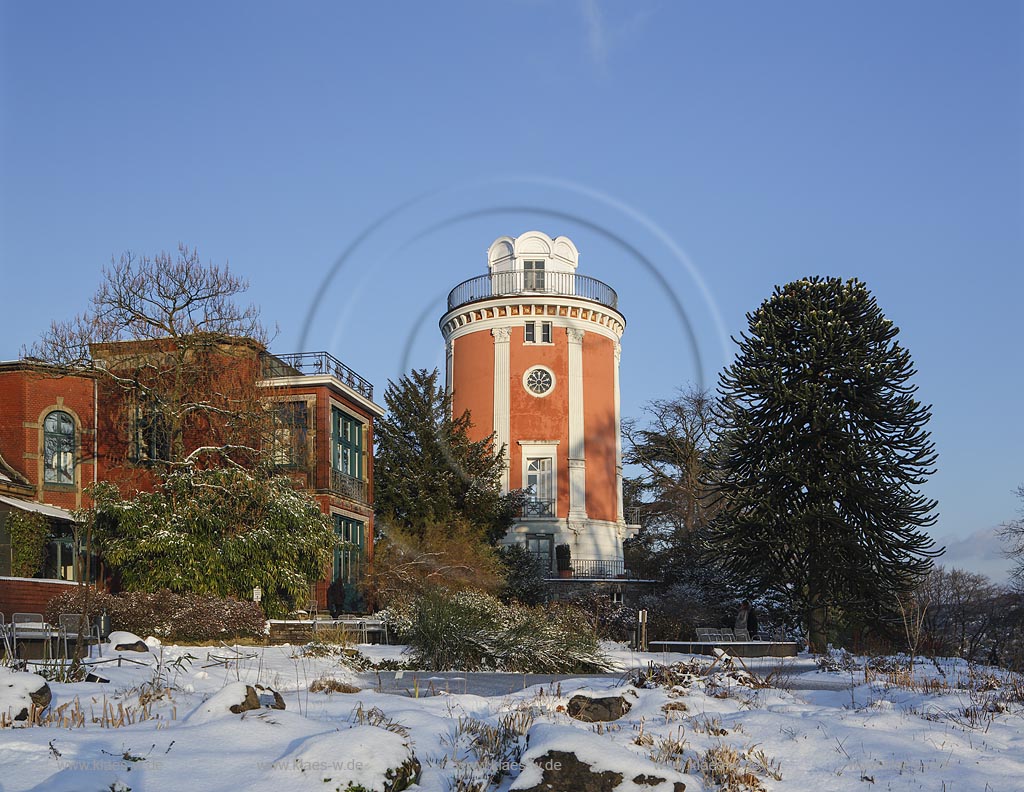 Wuppertal-Elberfeld, Botanischer Garten, Blick auf den Elisenturm, der 1838 erbaut wurde und gut 21 Meter hoch ist; Wuppertal Elberfeld, botanic garden, view to the tower Elisenturm.