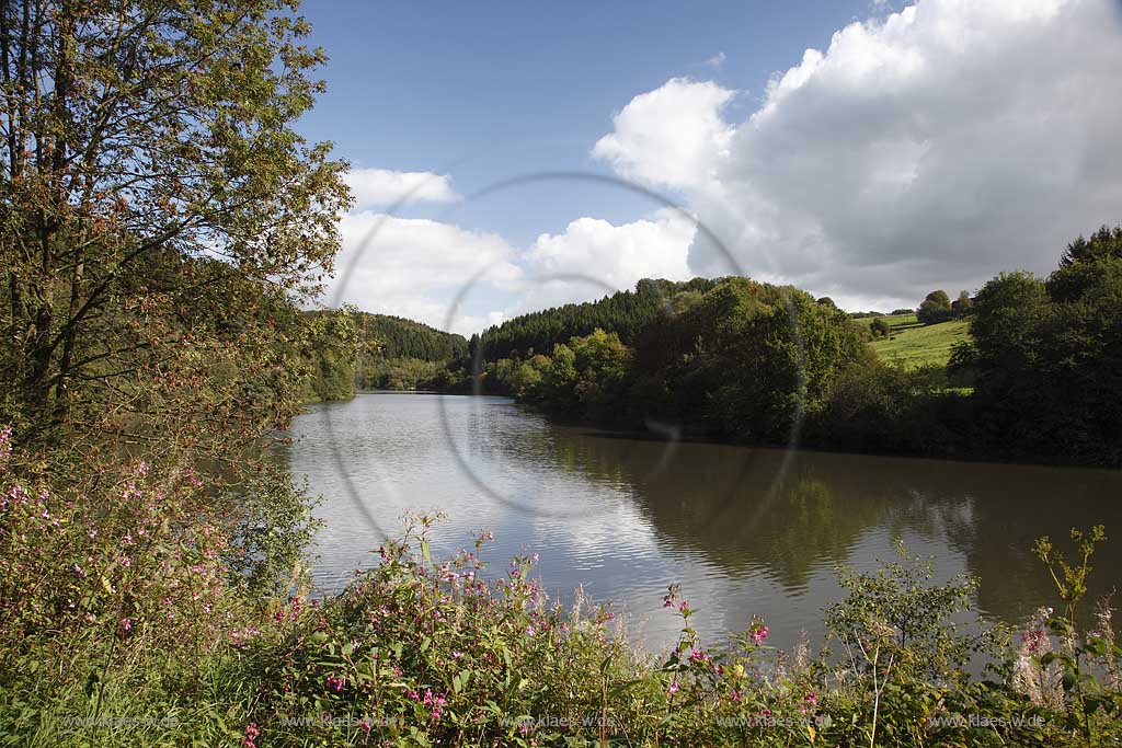 Wuppertalsperre Wuppertal Blick auf die Talsperre mit Herbstlandschaft; Wupperbarrage Wuppertal view at the barrage with landscape in autumn