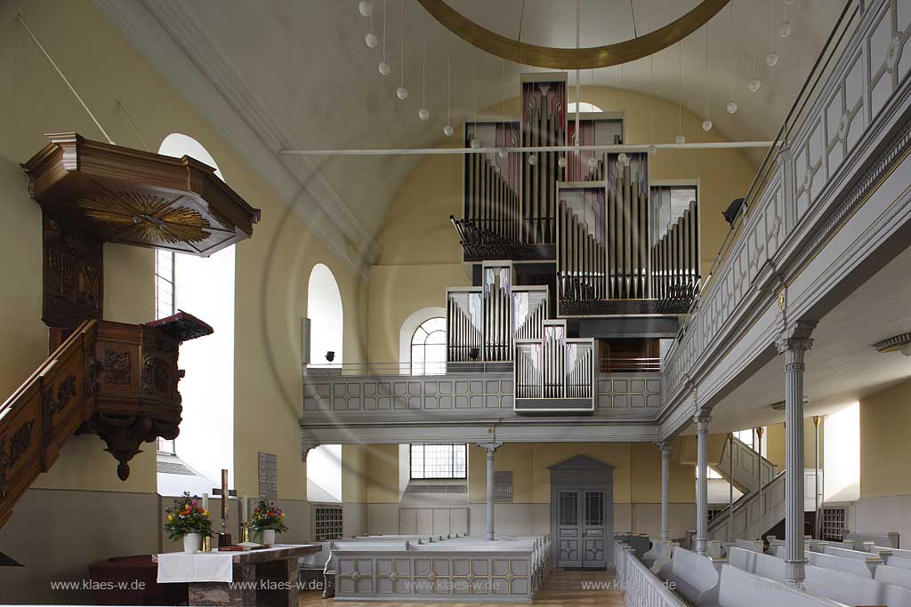 Altstadt, Bolker Strasse, Dsseldorf, Duesseldorf, Niederrhein, Bergisches Land, Blick in Neanderkirche mit Sicht auf Orgel