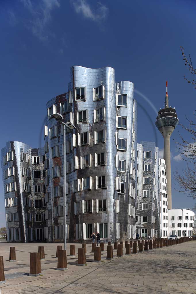 Hafen, Dsseldorf, Duesseldorf, Niederrhein, Bergisches Land, Blick auf Gehry Bauten und Fernsehturm im Medienhafen