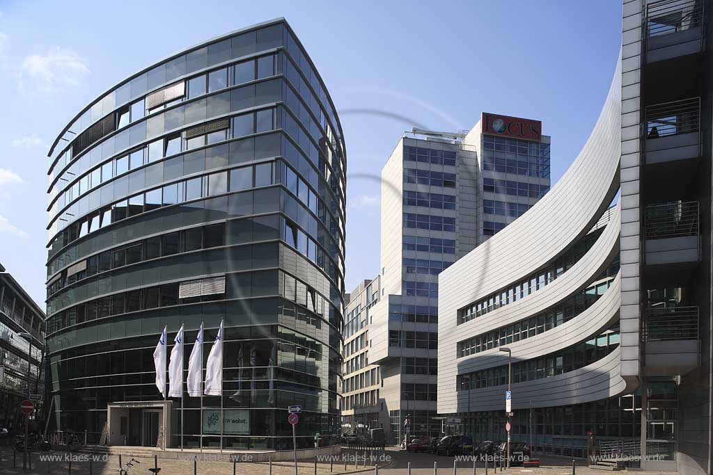 Hafen, Dsseldorf, Duesseldorf, Niederrhein, Bergisches Land, Blick auf Haus der Architekten und Kai Center