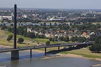 Panoramablick vom Victoria Turm nach Oberkassel  mit Oberkasseler Bruecke in Dsseldorf, Duesseldorf-Oberkassel