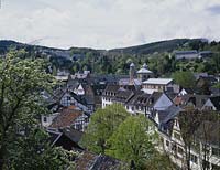 Bad Mnstereifel, Muenstereifel, Kreis Euskirchen, Eifel, Blick auf Stadt im Frhling, Fruehling 