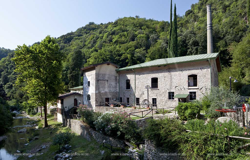 Toscolano-Maderno, Papiermuseum im Tal der Papiermuehlen, Papiermuehlental, Valle delle cartiere, Tal der Papierfabriken; Toscolano maderno, valley of paper mills, papermill museum.