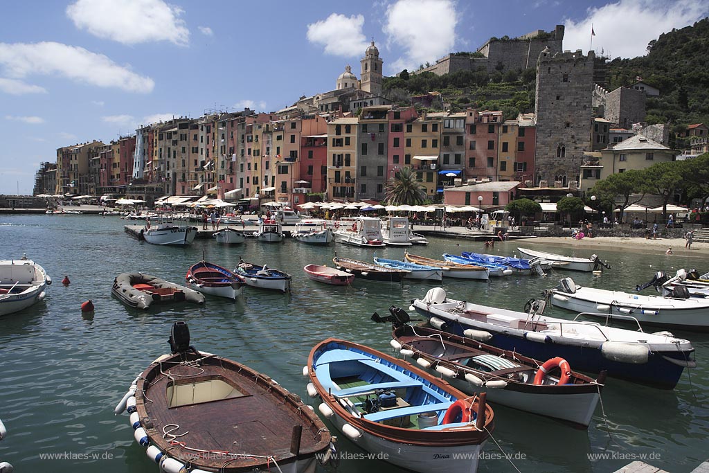 Porto Vernere, Hafen Festung, Stadt mit Stadtturm, Ligurien, Liguria