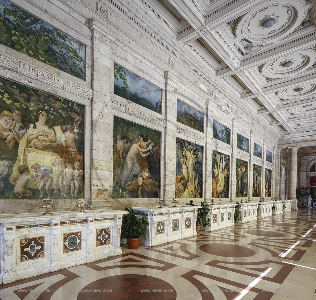 Montecatini Terme, Thermalbad Tettuccio, Innenansicht; Montecatini Terme, thermal bath Tettuccio, indoor photo.
