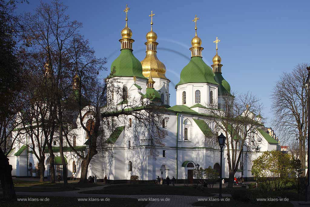 Kiew Sophienkathedrale der heiligen Sophia, Sofijskyj sobor  . The green and white St. Sophia church often called St. Sophia's cathedral.