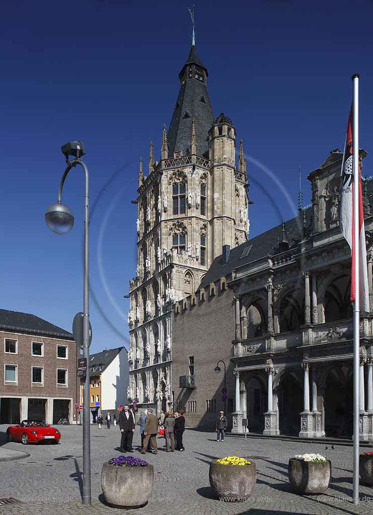Koeln, historisches Rathaus mit Rainessance Laube und Rathausturm; Cologne historical city hall with tower and renaissance  loggia