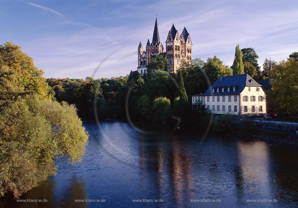 Limburg an der Lahn, Blick auf Dom von Lahnbrcke, Lahnbruecke, Limburg-Weilburg, Hessen, Westerwald