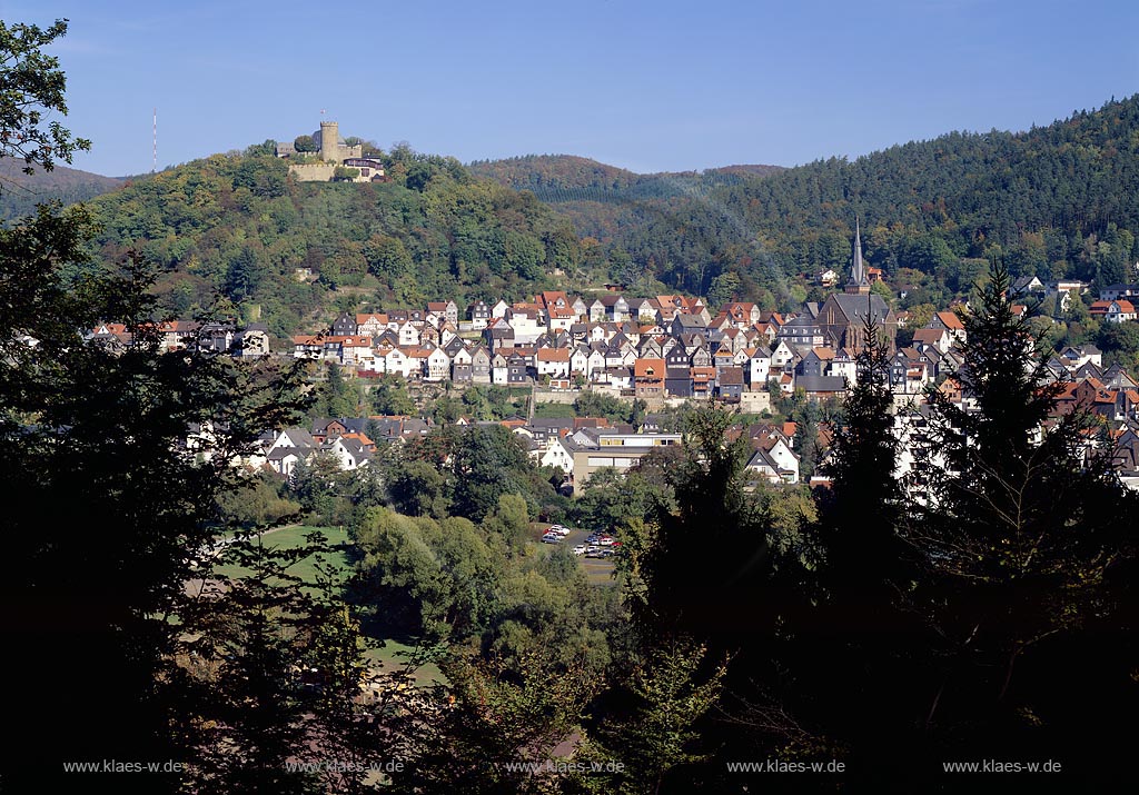 Biedenkopf, Blick auf Burg und Stadt, Marburg-Biedenkopf, Hessen, Westerwald