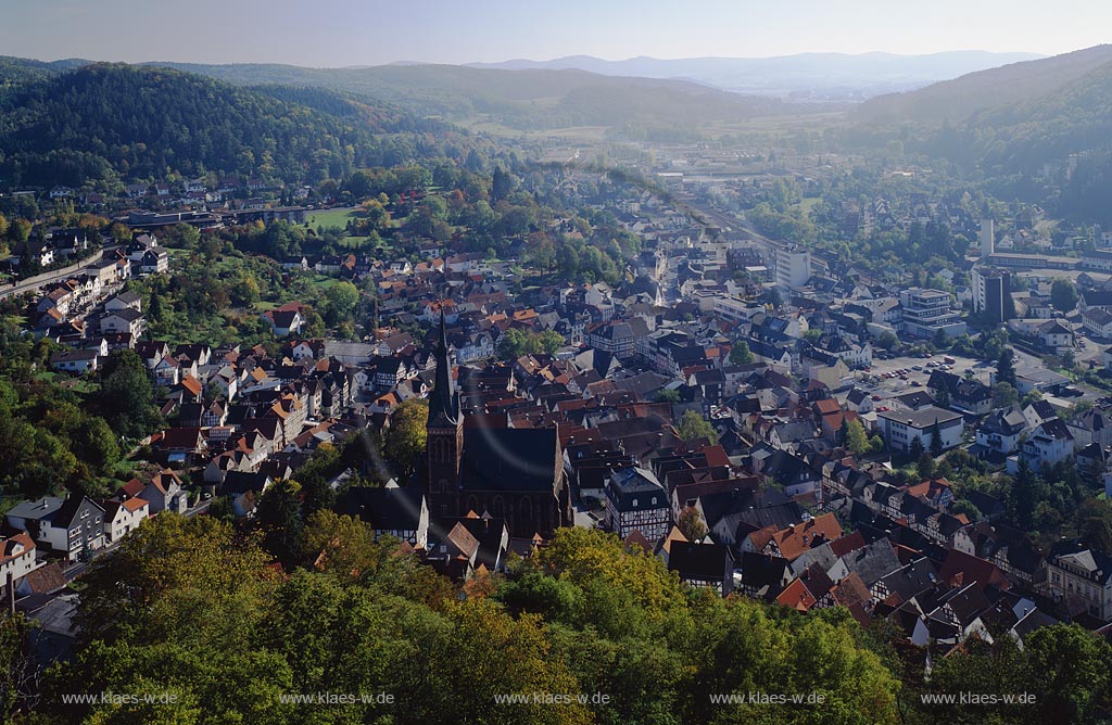 Biedenkopf, Kreis Marburg-Biedenkopf, Blick auf Landgrafenschloss und Stadt, Hessen, Westerwald