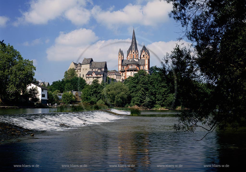 Limburg an der Lahn, Blick auf Dom von Lahnbrcke, Lahnbruecke, Limburg-Weilburg, Hessen, Westerwald