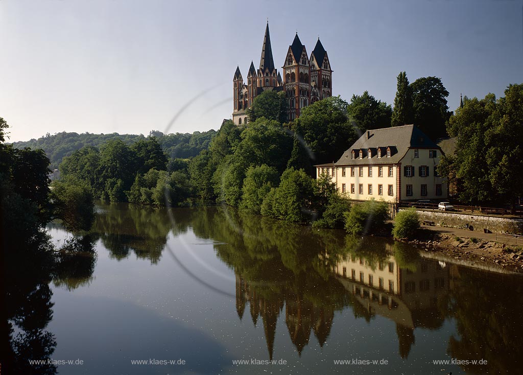 Limburg an der Lahn, Blick auf Dom von Lahnbrcke, Lahnbruecke, Limburg-Weilburg, Hessen, Westerwald