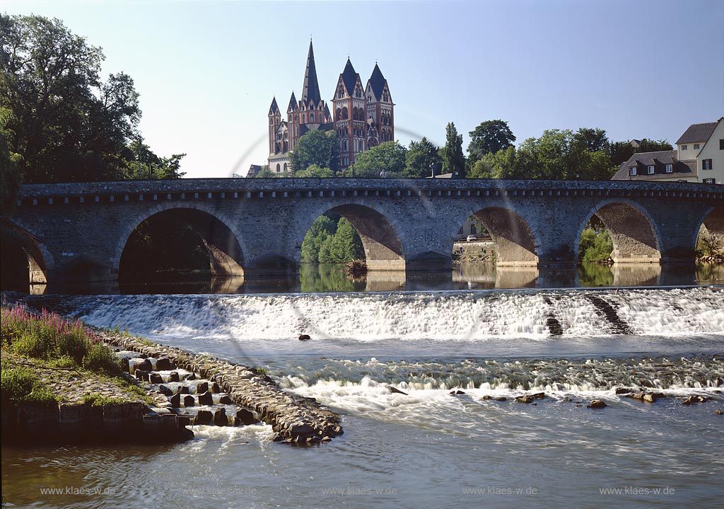 Limburg an der Lahn, Blick auf Dom und Lahnbrcke, Bruecke, Limburg-Weilburg, Hessen, Westerwald