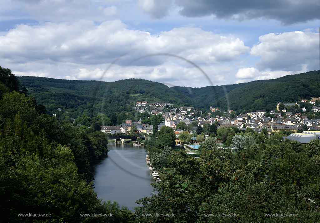 Nassau an der Lahn, Rhein-Lahn-Kreis, Westerwald, Blick auf Stadt, Lahn und Landschaft