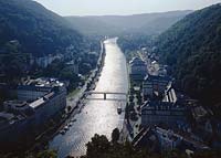 Bad Ems, Rhein-Lahn-Kreis, Westerwald, Blick über, uber Lahn und Stadt
