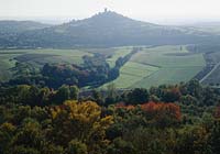 Wettenberg, Krofdorf-Gleiberg, Blick auf Burg Ruine Vetzberg und Landschaft, Landkreis Gießen, Hessen, Westerwald