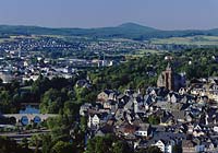 Wetzlar, Blick ber, ueber die Stadt mit Wetzlarer Dom, Lahn-Dill-Kreis, Hessen, Westerwald