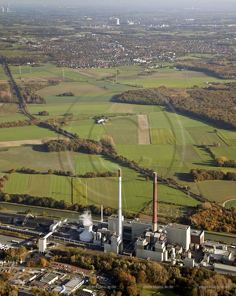 DEU, Deutschland, Luftbildfotografie, Ruhrgebiet: Datteln, E.O.N Kraftwerk mit Blick auf Waltrop | DEU, Germany, aerial photography, Ruhr area, Datteln, power station of the energy company EON | 
