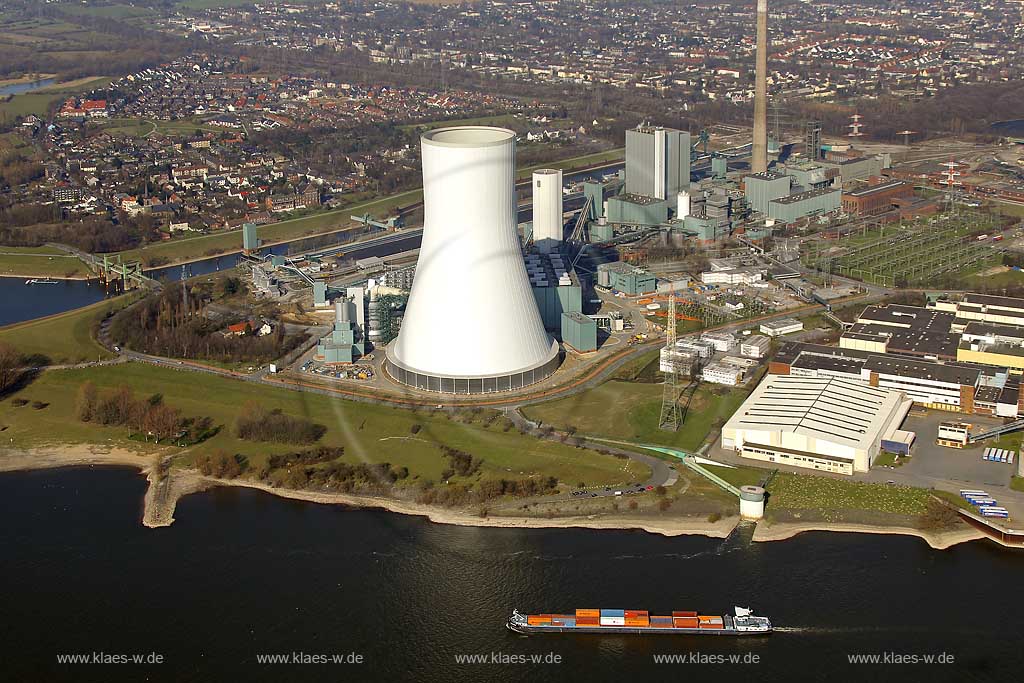 Luftbild, Brueckentechnologie, Emmission, Kraftwerksneubau, Stadtwerke, EVONIK STEAG Kohlekraftwerk, Kraftwerk Walsum, Rhein, , Ruhrgebiet, Nordrhein-Westfalen, Germany, Europa