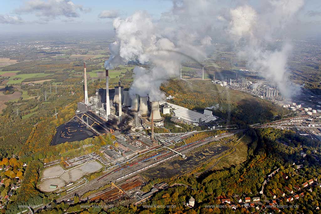 Luftbild, Gelsenkirchen EON STEAG Kraftwerk Gelsenkirchen-Scholven Kohlekraftwerk, Gelsernkirchen , Ruhrgebiet, Nordrhein-Westfalen, Germany, Europa