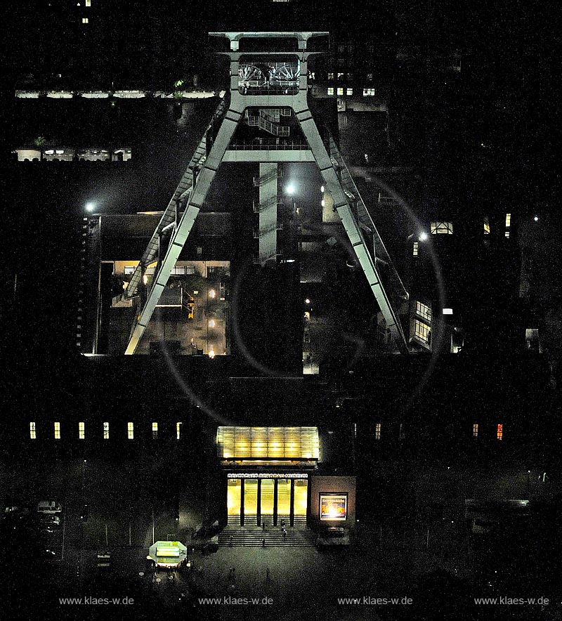 Bergbaumuseum Foerderturm, Bochum, Bochum, Ruhrgebiet Extraschicht 2009 Nachtflug, Nordrhein-Westfalen, Deutschland, Europa