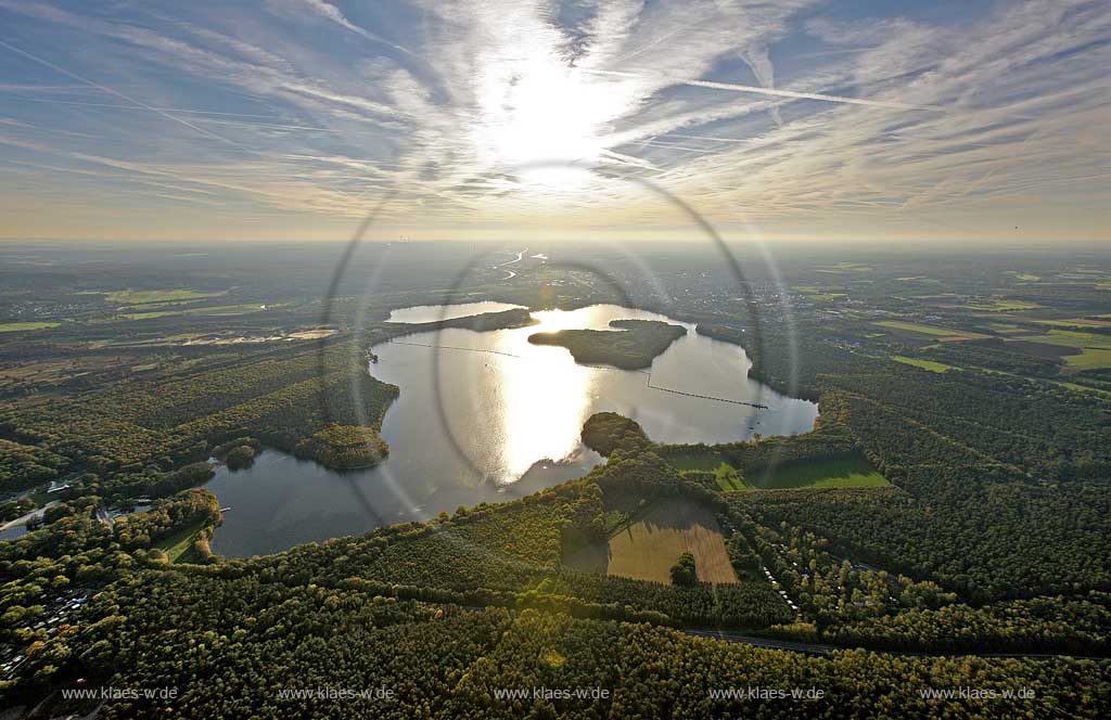 Haltern am See, Halterner Stausee im Gegenlicht; Haltern, barrier lake in back light