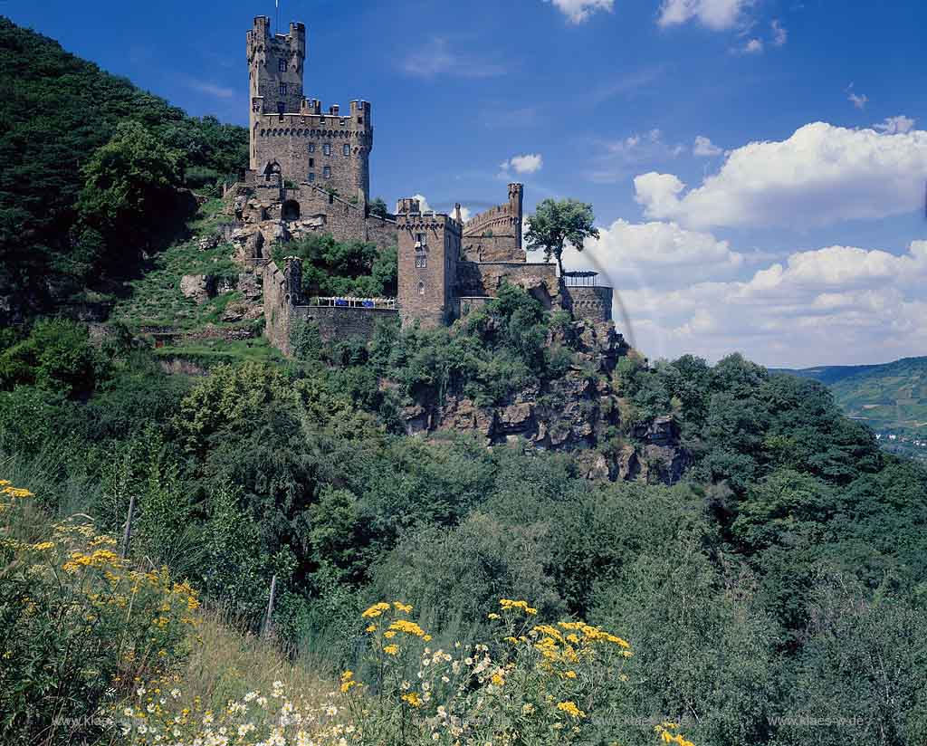 Niederheimbach, Landkreis Mainz-Bingen, Mittelrhein, Blick auf Burg, Burgruine Sooneck