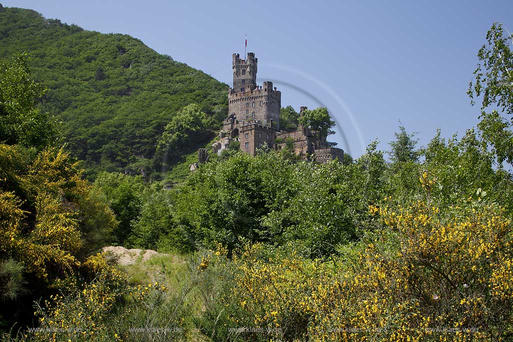 Niederheimbach Blick auf Burg Sooneck; View to castle Sooneck