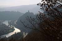 Lahnstein, Rhein-Lahn-Kreis, Mittelrhein, Panoramablick auf Lahn mit Burg Lahneck Kloster  