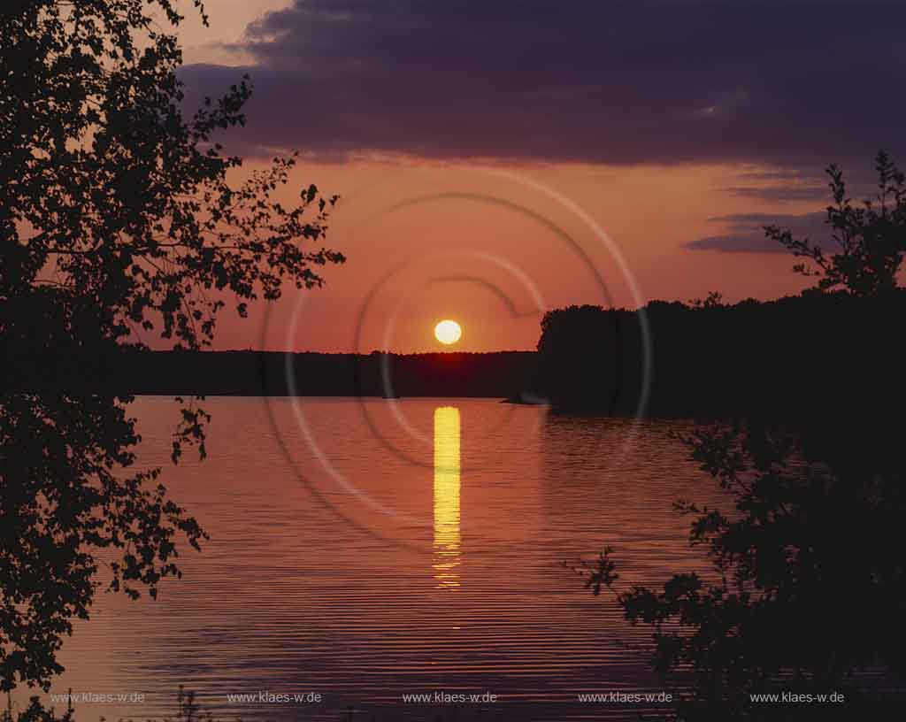 Haltern am See, Kreis Recklinghausen, Mnster, Muenster, Mnsterland, Muensterland, Blick auf Halterner Stausee bei Sonnenuntergang