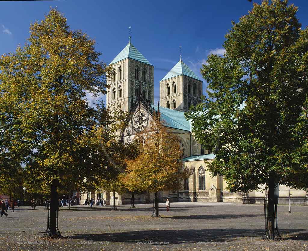 Mnster, Muenster, Mnsterland, Muensterland, Blick auf Domplatz und Dom, Prinzipalmarkt 