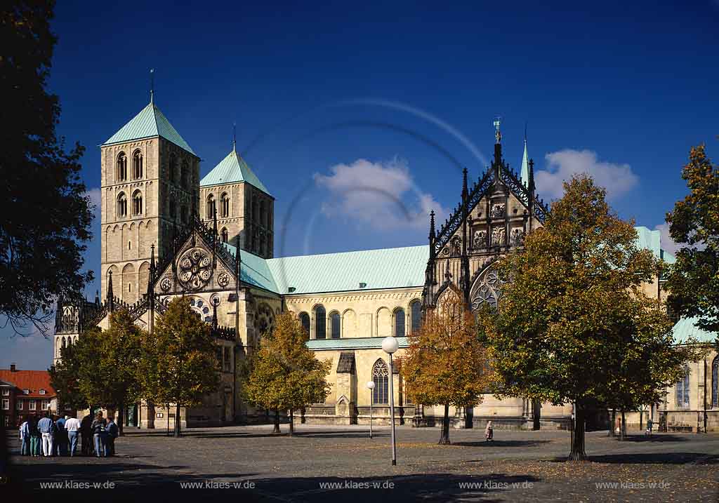 Mnster, Muenster, Mnsterland, Muensterland, Blick auf Domplatz und Dom, Prinzipalmarkt 