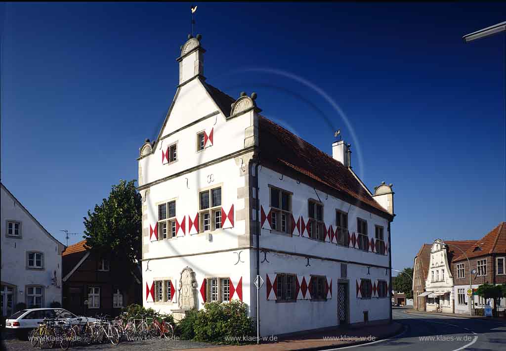 Schoeppingen, Kreis Borken, Schppingen, Mnster, Muenster, Mnsterland, Muensterland, Blick auf altes Rathaus